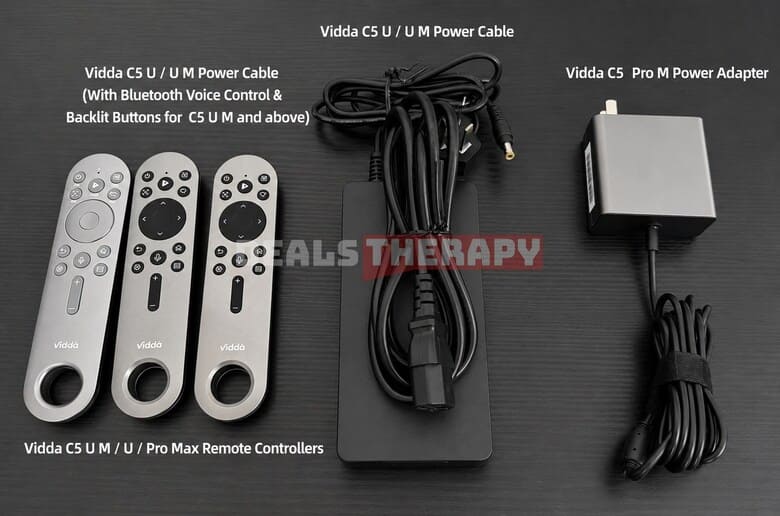 Vidda C5 Pro Max Charger and remote controls