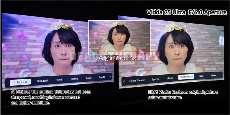 Vidda C5 Pro Max, Ultra, Ultra Max Image Quality Skin Tone Comparison